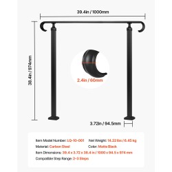 Ulkoportaan kaide hiiliteräksinen mattamusta säädettävä kahteen tai kolmeen askelmaan