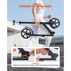 Potkulauta 2-pyöräinen musta polyuretaanirenkaat 200 mm säädettävä ohjaustanko kokoontaitettava runko