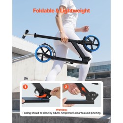 kaksipyöräinen potkulauta säädettävä ohjaustanko taittuva runko PU-pyörät enintään 99.8 kg kantavuus sininen