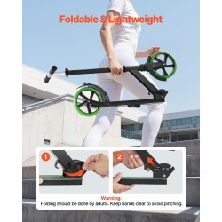 Potkulauta 2-pyöräinen säädettävä ohjaustanko kokoontaitettava runko PU-pyörillä 99,8 kg