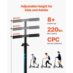 Taitettava potkulauta korkeussäädettävällä ohjaustangolla 200 mm polyuretaanipyörillä