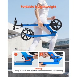 2-pyöräinen taitettava potkulauta 200 mm polyuretaanipyörät säädettävä ohjaustanko enimmäiskantavuus 99,8 kg