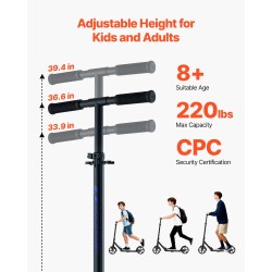 Taittuva potkulauta korkeussäädettävällä ohjaustangolla kantavuus 99,8 kg polyuretaanipyörillä