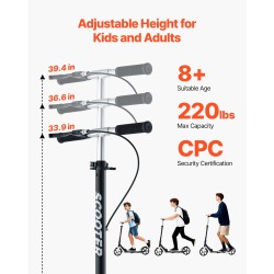 2-pyöräinen potkulauta säädettävällä ohjaustangolla taitettava kevyt runko