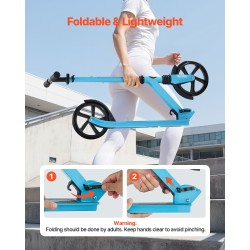 Potkulauta taittuva kevyt runko säädettävä ohjaustanko leveä liukastumaton taso sininen