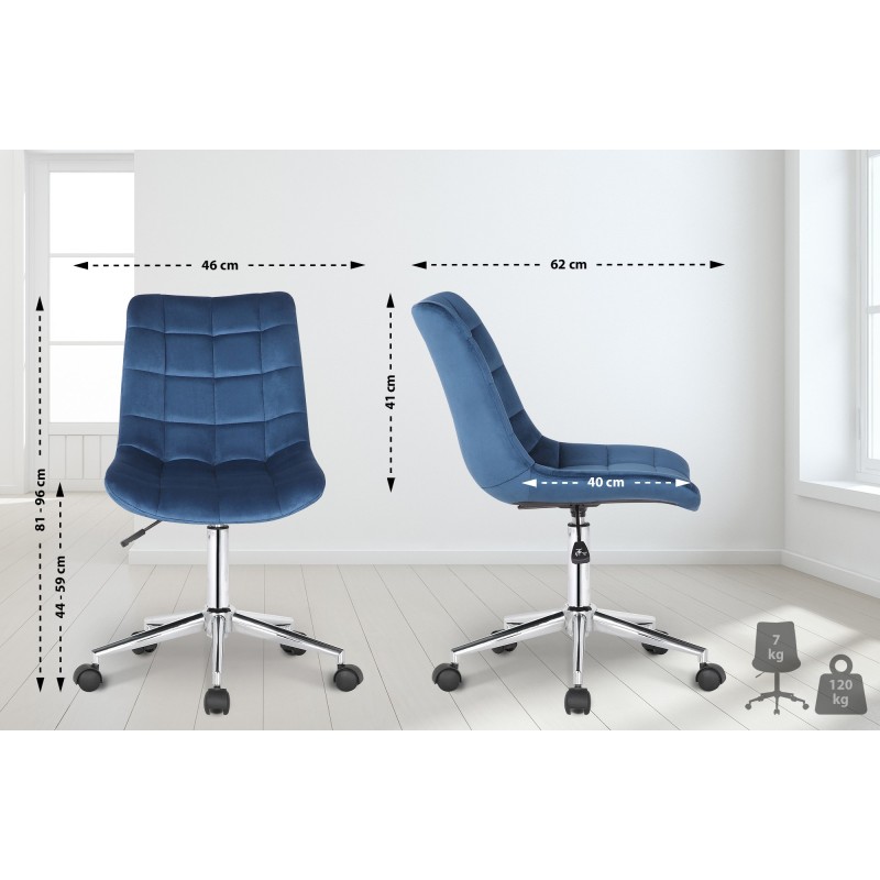 Tyylikäs samettinen toimistotuoli ergonomisella selkänojalla ja säädettävällä korkeudella