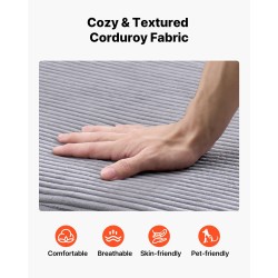 Luuton moduulimainen vakosamettiverhoiltu lepotuoli harmaa käsinojilla ja tyynyillä