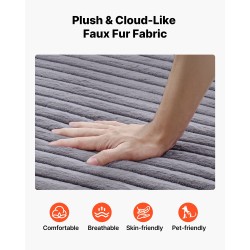 Chaiselongue lepotuoli harmaa raidallinen tekoturkispäällinen 1240×1700×700 mm korkeajoustoinen vaahto