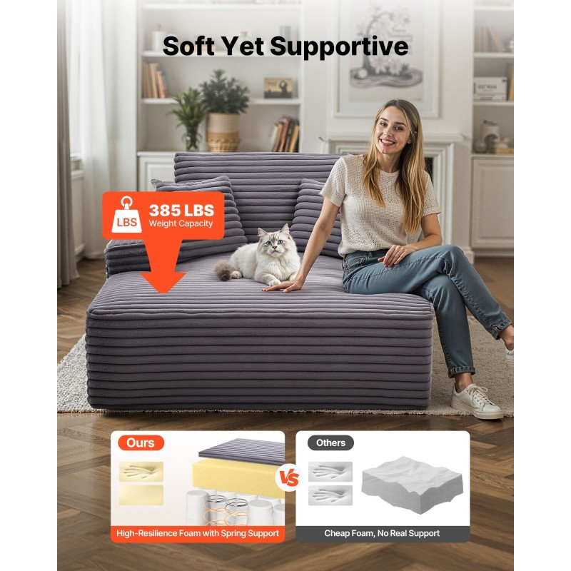 Chaiselongue lepotuoli harmaa raidallinen tekoturkispäällinen 1240×1700×700 mm korkeajoustoinen vaahto