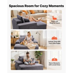 Chaiselongue lepotuoli harmaa raidallinen tekoturkispäällinen 1240×1700×700 mm korkeajoustoinen vaahto