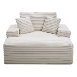 Lepotuoli sisäkäyttöön vaalea beige 3 5 cm raidallinen tekoturkiskangas vaahtomuovi ja jouset