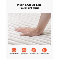 Lepotuoli sisäkäyttöön vaalea beige 3,5 cm raidallinen tekoturkiskangas vaahtomuovi ja jouset