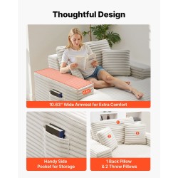 Lepotuoli sisäkäyttöön vaalea beige 3,5 cm raidallinen tekoturkiskangas vaahtomuovi ja jouset