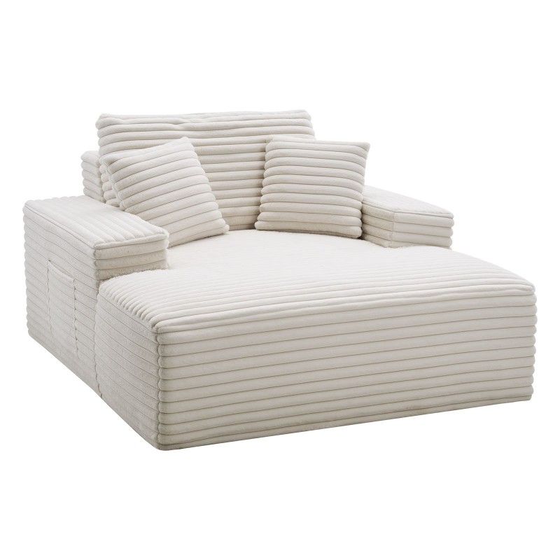 Lepotuoli sisäkäyttöön vaalea beige 3,5 cm raidallinen tekoturkiskangas vaahtomuovi ja jouset