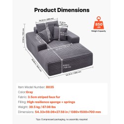 Lepotuoli tilava harmaa keinoturkisverhoilulla jousituksella ja heittotyynyillä