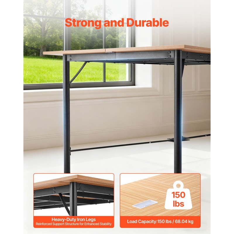 Neuvottelupöytä 1800 mm 6–8 henkilölle metallijaloilla ruskealla puunsyykuviolla