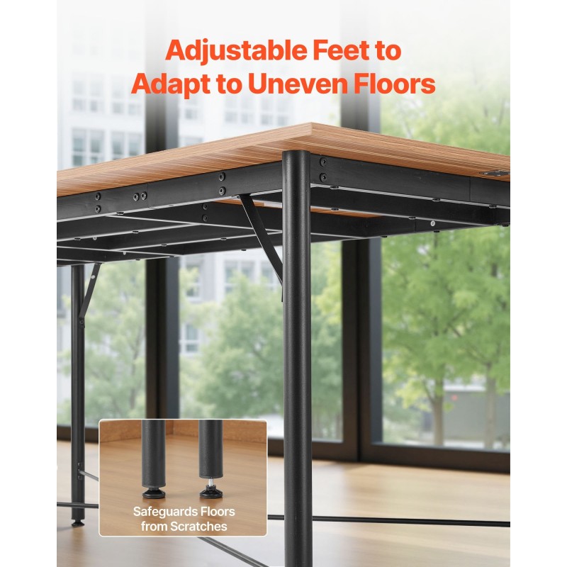 Neuvottelupöytä 1800 mm 6–8 henkilölle metallijaloilla ruskealla puunsyykuviolla