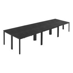 Neuvottelupöytäsarja 6 osainen 16 henkilön ruskea puukuosinen metallijaloilla toimistoon