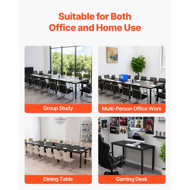 Neuvottelupöytäsarja 6-osainen 16 henkilön ruskea puukuosinen metallijaloilla toimistoon