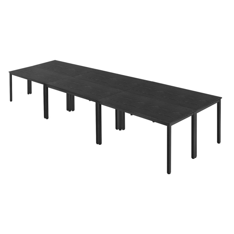 Neuvottelupöytäsarja 6-osainen 16 henkilön ruskea puukuosinen metallijaloilla toimistoon