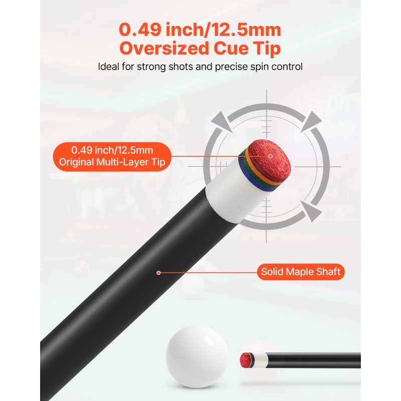 Biljardikeppi ammattitason 58 tuumaa kanadalainen vaahterapuu kaksiosainen