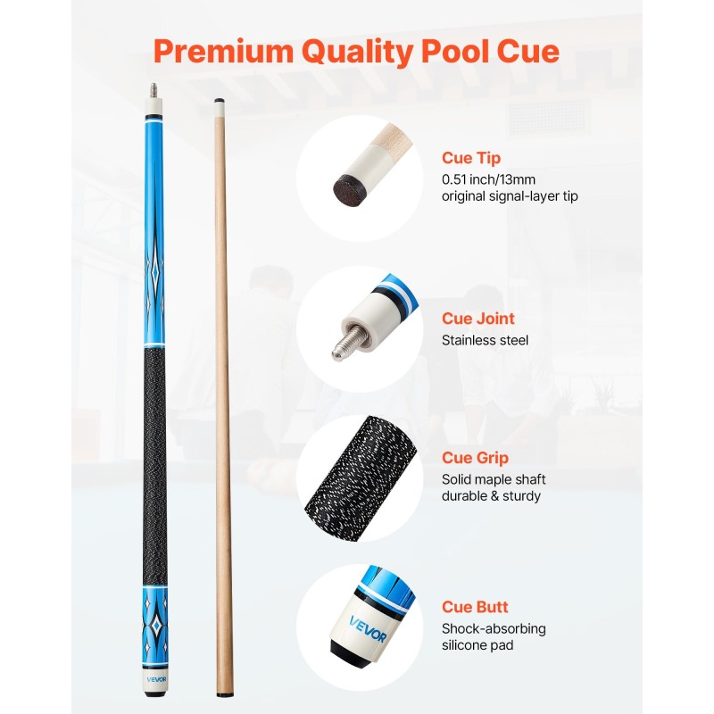 Biljardikeppisetti 4 kappaletta kanadalainen vaahterapuu 58 tuumaa kaksiosainen mattapinta