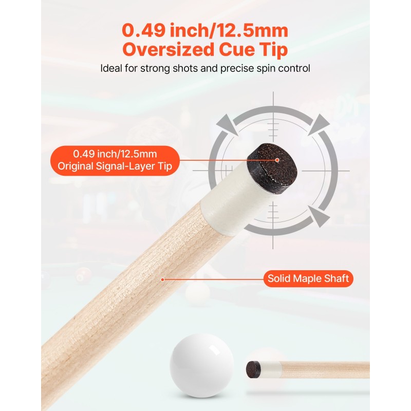 Biljardikeppisetti 4 kappaletta kanadalainen vaahterapuu 58 tuumaa kaksiosainen mattapinta