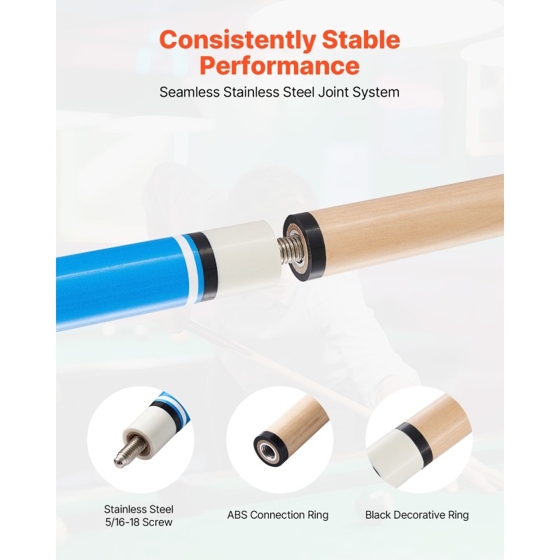 Biljardikeppisetti 4 kappaletta kanadalainen vaahterapuu 58 tuumaa kaksiosainen mattapinta