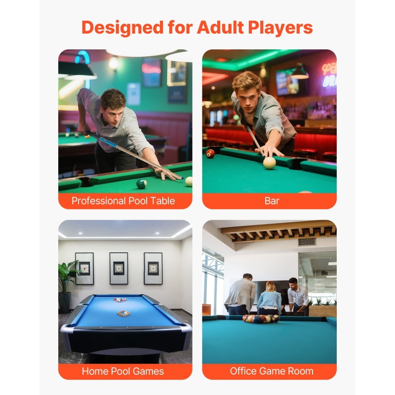 Biljardikeppisetti 4 kappaletta kanadalainen vaahterapuu 58 tuumaa kaksiosainen mattapinta