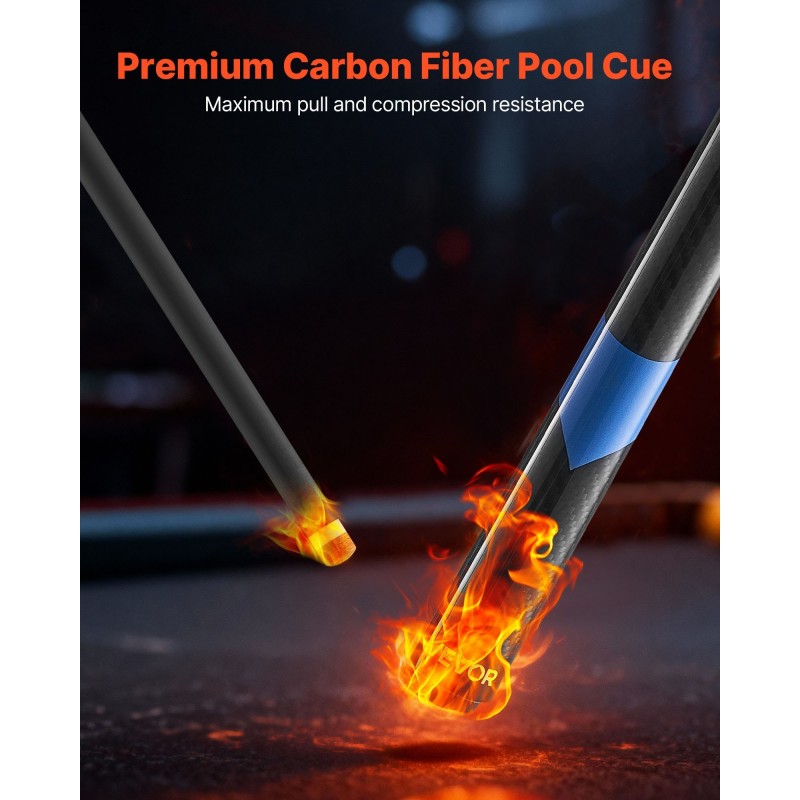 Biljardikeppi hiilikuituinen 58-tuumainen kaksiosainen mattapintainen ruostumaton teräsliitos