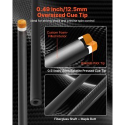 Biljardikeppi hiilikuituinen 58-tuumainen kaksiosainen mattapintainen ruostumaton teräsliitos