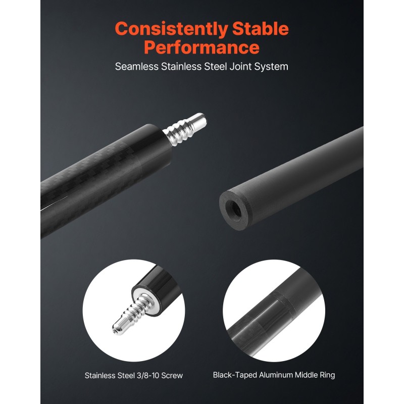 Biljardikeppi hiilikuituinen 58-tuumainen kaksiosainen mattapintainen ruostumaton teräsliitos