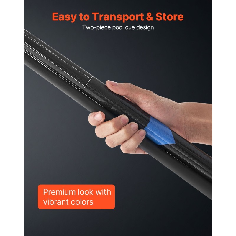 Biljardikeppi hiilikuituinen 58-tuumainen kaksiosainen mattapintainen ruostumaton teräsliitos