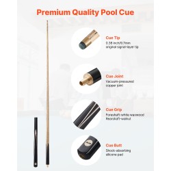 Snookermaila 57-tuumainen sata prosenttia massiivipuuta nahkakärki kaksiosainen kotelo mukana