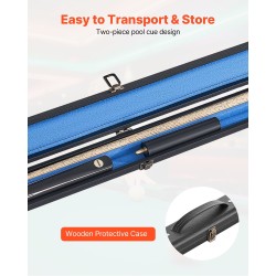 Snookermaila 57-tuumainen sata prosenttia massiivipuuta nahkakärki kaksiosainen kotelo mukana