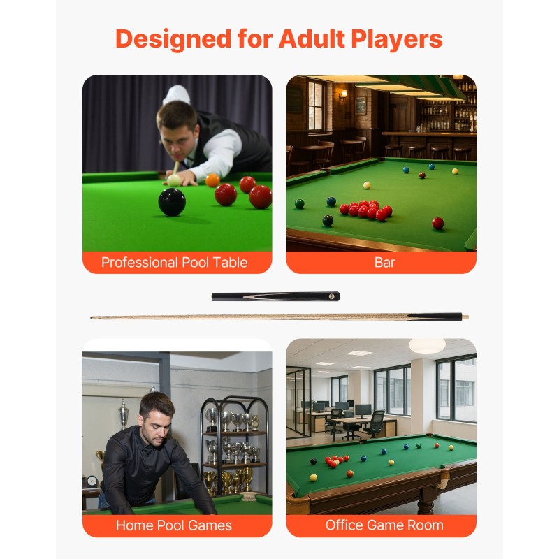 Snookermaila 57-tuumainen sata prosenttia massiivipuuta nahkakärki kaksiosainen kotelo mukana