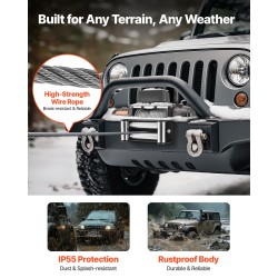 Sähkövinssi 4500 kg vetokyky 12V teräsvaijeri 8,3 mm 19,8 m