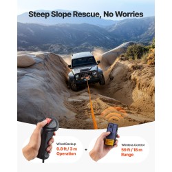 Vinssi 12V 5400 kg synteettinen köysi 23 m langaton ja johdollinen kauko-ohjaus