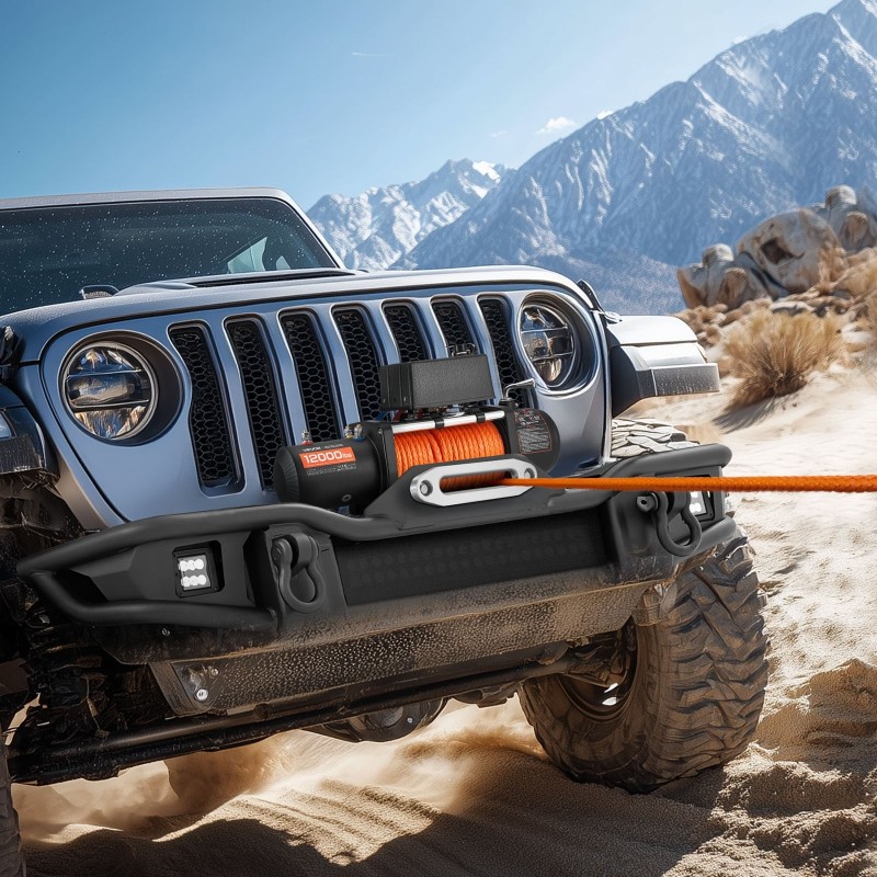 Vinssi 12V 5400 kg synteettinen köysi 23 m langaton ja johdollinen kauko-ohjaus