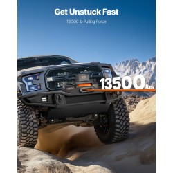 Sähkövinssi 12V vetokyky 6100 kg synteettinen köysi 9,5 mm 28 m IP67