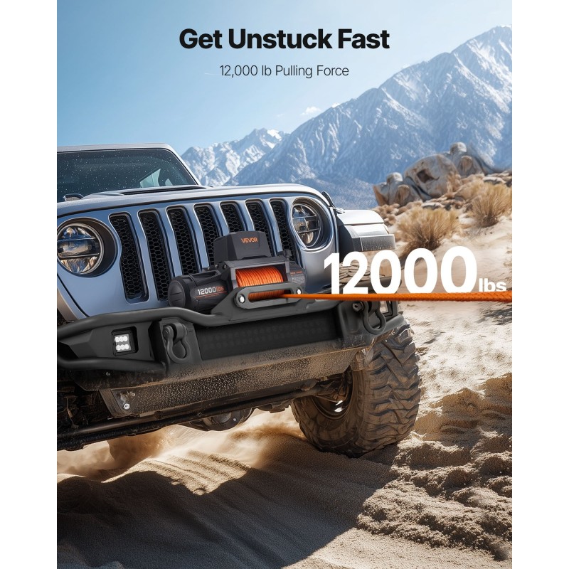 Sähkövinssi 5400 kg synteettinen köysi 9,5 mm 28 m IP67 langaton ohjaus