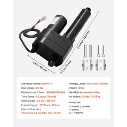 Lineaaritoimilaite 12V 9000N iskunpituus 150 mm IP65 alumiiniseos