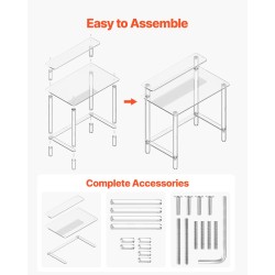 Akryylipöytä läpinäkyvä 2-tasoinen näytönkorokkeella 50 x 80 x 88 cm