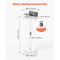 Akryylinen läpinäkyvä sivupöytä pyöreä pöytätaso 25,4×25,4×54 cm