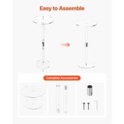 Akryylinen läpinäkyvä sivupöytä pyöreä pöytätaso 25,4×25,4×54 cm