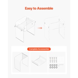 Sivupöytä akryylinen läpinäkyvä kaksitasoinen kompakti yöpöytä