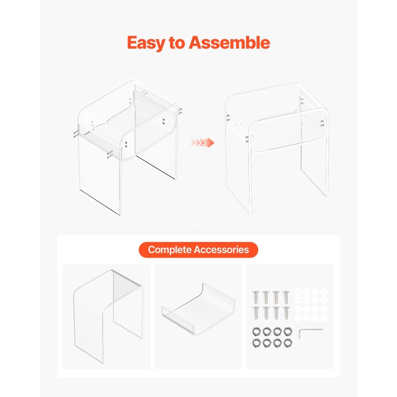 Sivupöytä akryylinen läpinäkyvä kaksitasoinen kompakti yöpöytä