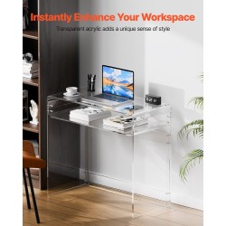 Kaksitasoinen läpinäkyvä akryylipöytä 40 x 85 x 75 cm yöpöytä