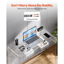 Kaksitasoinen läpinäkyvä akryylipöytä 40 x 85 x 75 cm yöpöytä