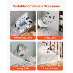 Kaksitasoinen läpinäkyvä akryylipöytä 40 x 85 x 75 cm yöpöytä